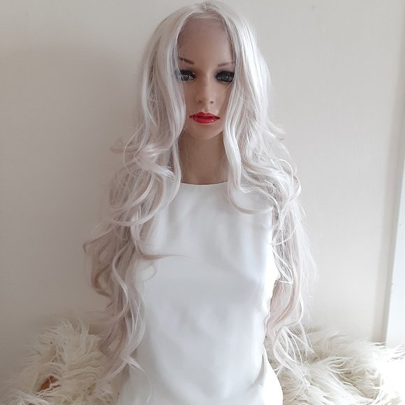Platinum blonde with strawberry lace front wig main image 4